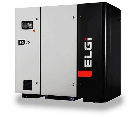 Compressor de parafuso lubrificado ELGi Série EG 11 a 75 kW para operações industriais