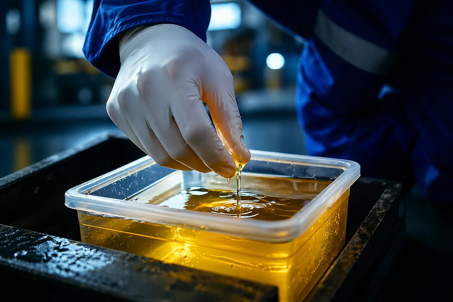 Amostras de óleo em laboratório