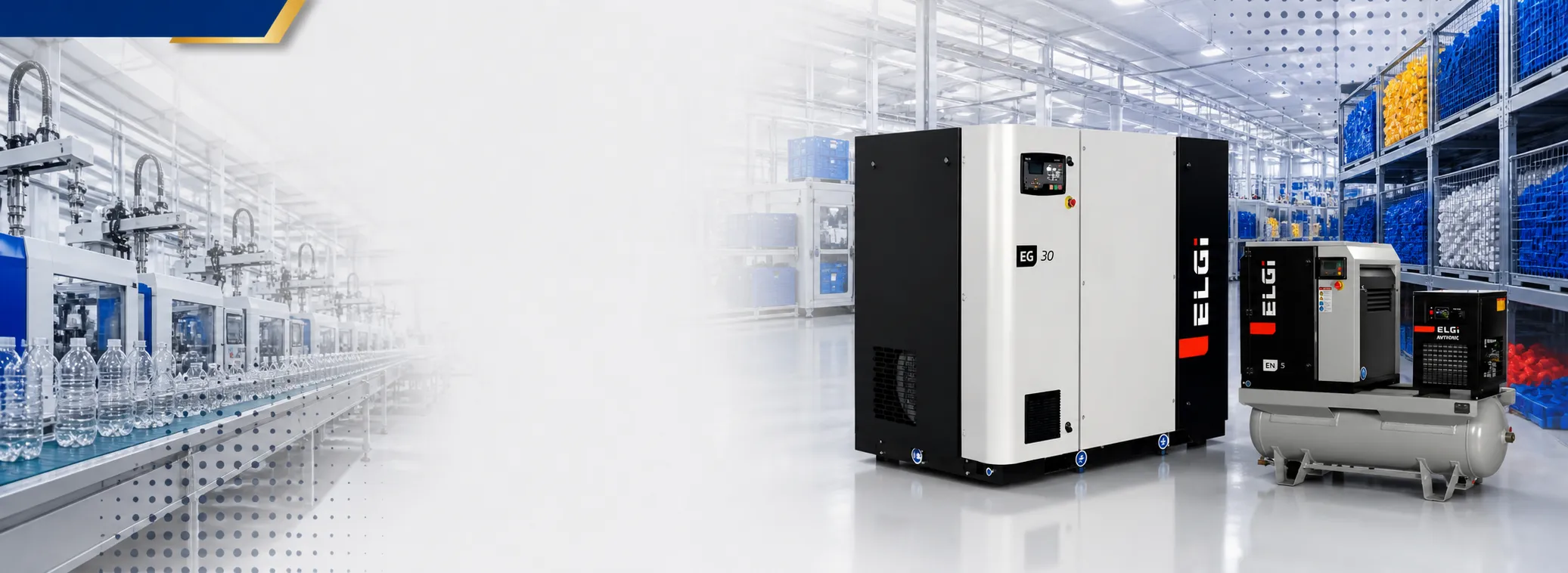 Compressores industriais ELGi para pequenas, médias e grandes demandas de ar comprimido