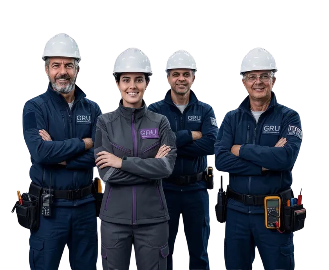 Equipe técnica da GRU Compressores especializada em manutenção de compressores industriais