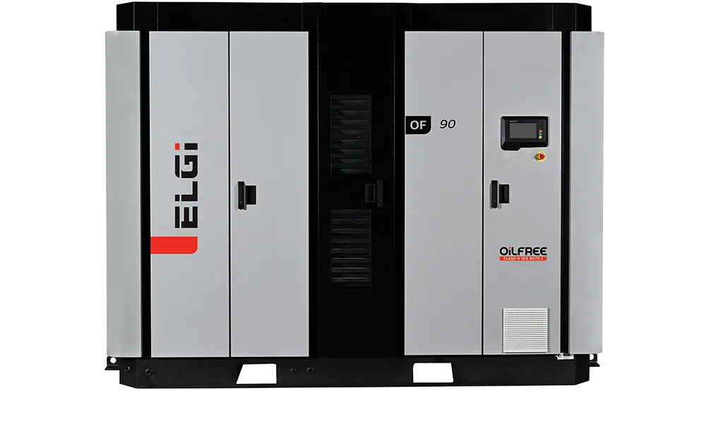 Ambiente industrial sensível que exige ar comprimido isento de óleo para proteger o processo produtivo