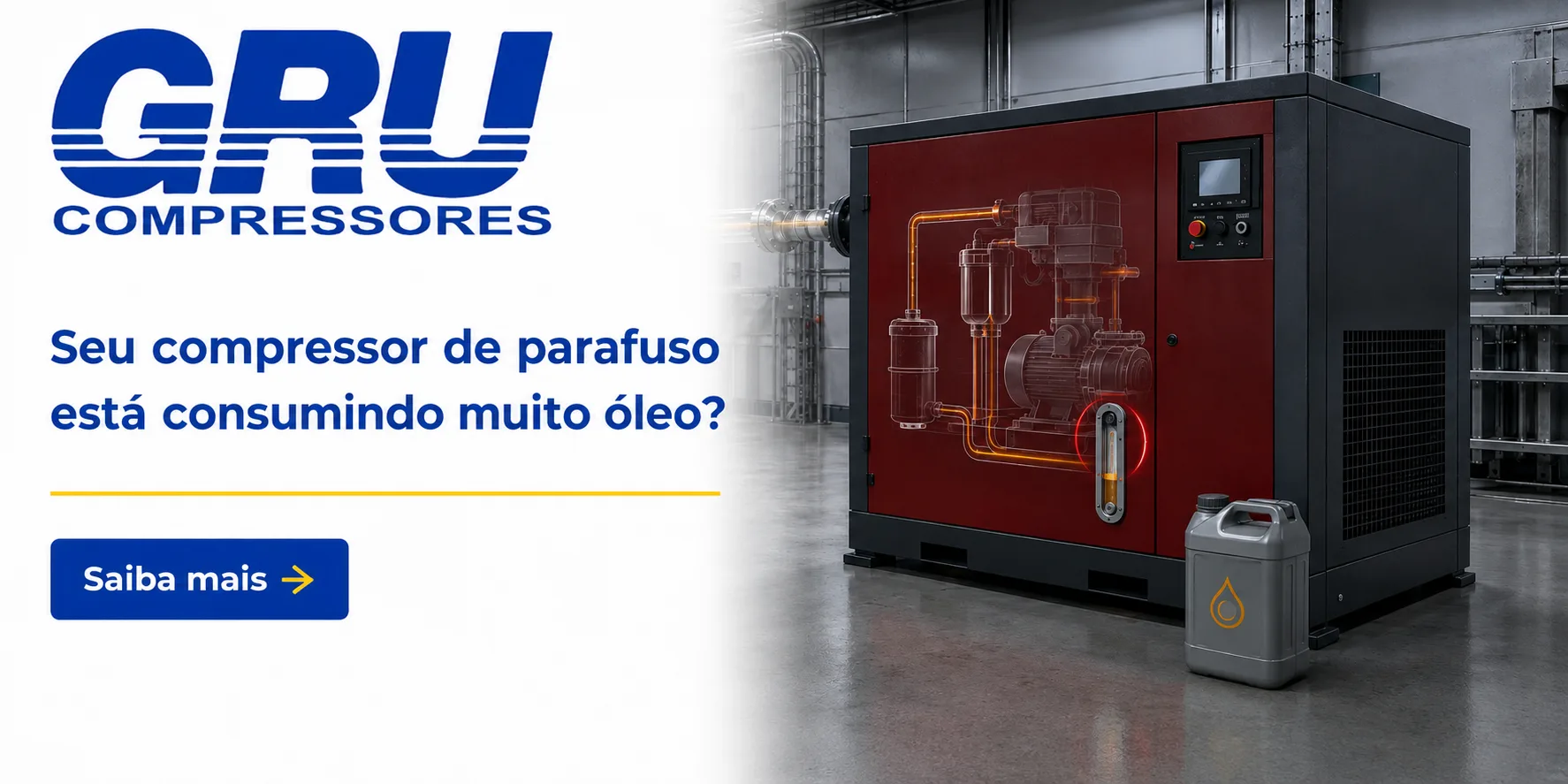 Sistema de óleo de compressor de parafuso em avaliação