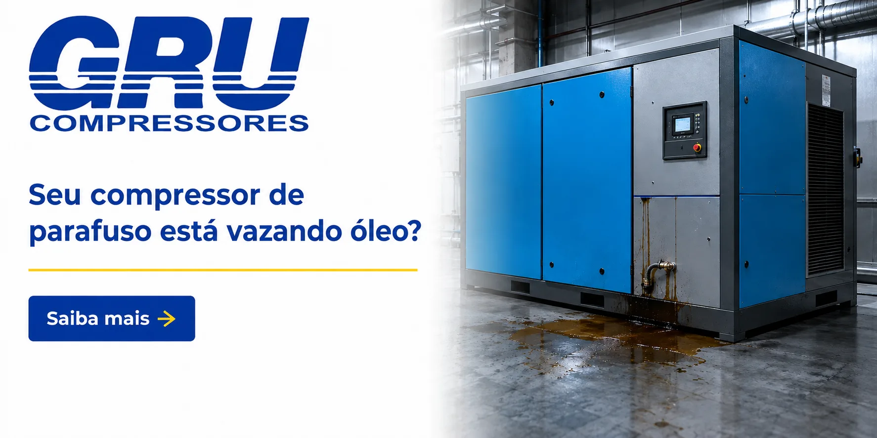 Compressor de parafuso apresentando vazamento de óleo