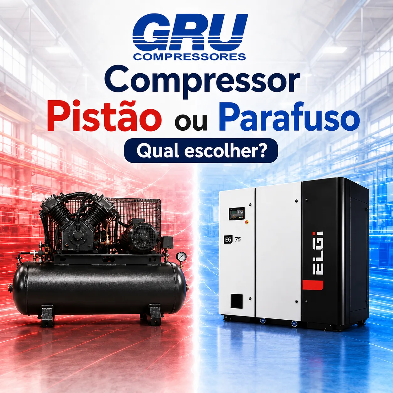 Compressor de pistão e compressor de parafuso industrial